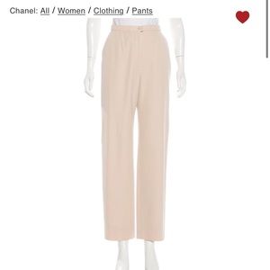 Chanel Khaki Wool High Rise Pants Trousers Size 6